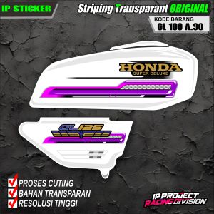 (COD) STIKER STRIPING ORIGINAL MOTOR HONDA GL 100 VARIASI DESAIN RACING HOLOGRAM DAN TRANSPARAN