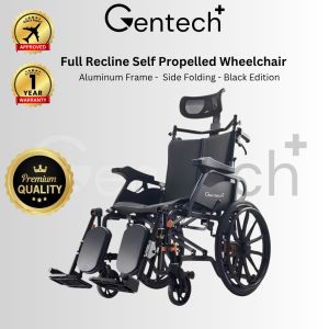 Full Reclining Berbaring Lightweight Wheelchair Elevating Padded Leg Rest Supports Self Propelled Kerusi Orang Tua
