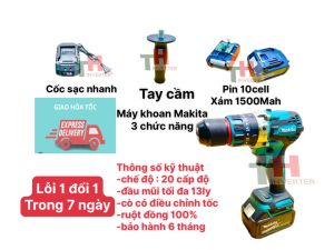 thân máy khoan pin makita không chổi than - có búa - 3 chức năng