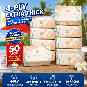 Ready Stock Facial Tissue 4-Ply Extra Tissue Paper Soft & Durable Budget Friendly 50 Packs 260 Sheets Each Pack Large Size 140 x 175 mm Natural Wood Material Napkin Toilet paper- Ideal for Filipino Homes