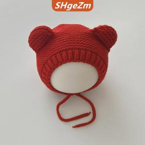 [COD] SHgeZm Dễ thương Gấu tai bé mũ dệt kim bảo vệ tai trẻ em Mũ len ấm áp
