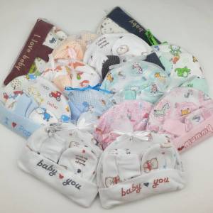 (🚚มีคูปองส่งฟรี) หมวก ถุงมือถุงเท้า สำหรับเด็กแรกเกิด เซ็ตหมวก ลายน่ารัก ของใช้เด็กอ่อน ของเตรียมคลอด