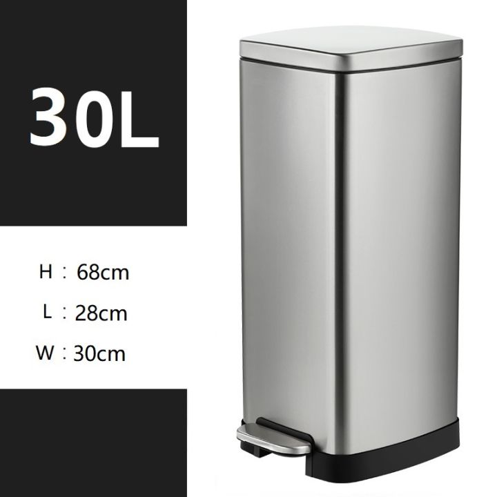 Manzan Step Pedal Trash Can 30L Rectangle Stainless steel Trash tin