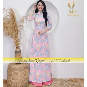Áo Dài Lụa Habutai Hoạ Tiết Ombre Hồng Trẻ Trung Thanh LịchK76 - Áo Dài Xuân Quỳnh