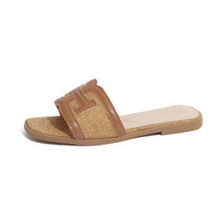 YOTO New Womens Leather Slippers And Fashionable Beach Flat Sandals Are Suitable For Ladies