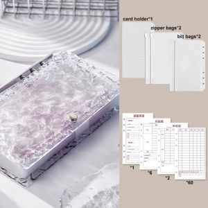 AINACHU Transparent Acrylic Water Ripples Money Saving Book Large Capacity Korean Style Money Saving Challenge Budget Planner Waterproof Savings Binder Get Rich