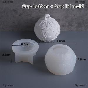 [COD] Big House Christmas Ornaments Round Candle Jar Silicone Mold DIY Handmade Relief Snows Berry Ball Plaster Resin Storage Box Craft Molds