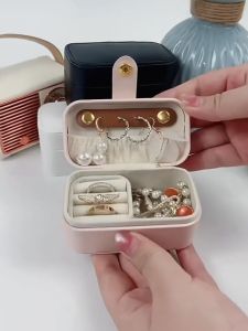 SG]Simple and portable mini jewelry box stud earrings exquisite accessories ring necklace travel carry small storage box
