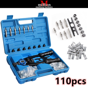 110pcs 190pcs 300pcs M3-M12 Manual Rivet Gun Riveting Machine Nut Tool Threaded Nut Riveting Machine Household Rivet Tools Kit