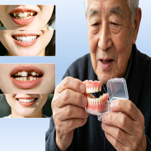 Premium Full Set Silicone Dentures Upper & Lower Natural Fake Teeth Braces Comfort Fit Instant Confidence Smile for Adults