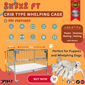 2x3x2 ft – Premium Crib-Type Whelping Cage Stainless Steel Dog/Cat Cage | Stackable and Collapsible | 304 Stainless-Steel Heavy-Duty Cage - Dog Cage - Pet Cage