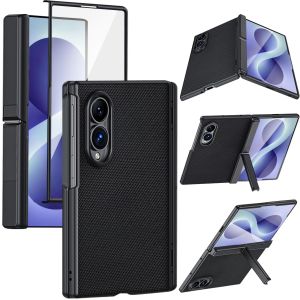 for Samsung Z Fold 8 Case: Leather Back Case Invisible Stand Full Hinge Protection Anti-Slip Shockproof Phone Cover for Galaxy Z Fold 8 Ultra CaseZ Fold 7 Case