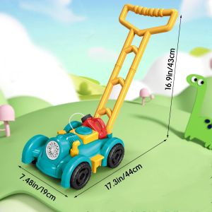 12 Holes Lawn Mower Automatic Bubble Machine Cart Lights Hand Trolley Soap Bubble Blowing Outdoor Kids Toys Walker Game Gifts