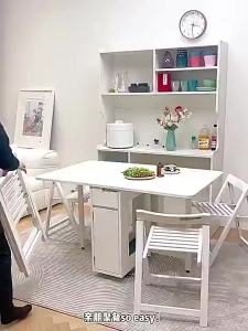 Dining Table Solid Wood Folding Dining Table Household Small Apartment Multi-Functional Movable Dining Table Dining Tables and Chairs Set Solid Wood Furniture