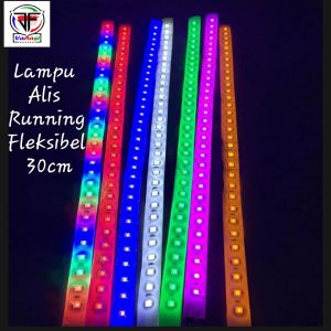 Lampu Alis RGB Running Fleksibel LED Kolong Panjang 30cm Universal Tersedi Warna RGB Biru Merah Pink Hijau Putih dan Kuning