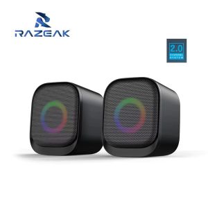 ลำโพงคอม Razeaka RSP-X12 USB มีไฟ RGB ลำโพงไฟสลับหลายสี เสียงดี Speaker 2.0 CHANEL SYSTEM เบสแน่น