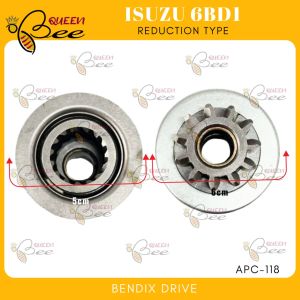 QUEENBEE Bendix Drive Starter Clutch Gear for Isuzu 6BD1 Reduction Type Bendix Drive APC-118