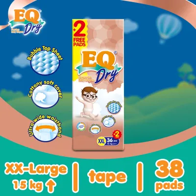EQ Dry XXL (over 15 kg) - 38 pcs x 1 pack (38 pcs) - Tape Diapers