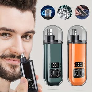 USB Rechargeable Nose and Ear Hair Trimmer for Men Portable Electric Nasal Hair Clippers with 150mAh Lithium Battery Mini Compact Design Fast Charging via Computer & Car USB Interface Suitable for Ages 14+ - Plastic Material