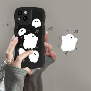 (Lokal Ready) Xinyu Casing hp Samsung A14 A04S A13 A04E A03 A03S A50 A50S A30S A23 A22 A21S A12 A02S A11 A51 A10 A30 A52 A52S M12 A71 A53 A32 M23 5G A33 A73 Kartun Lucu Imut Ghost Little Monster Lembut Bergelombang Tepi Sarung Soft Case