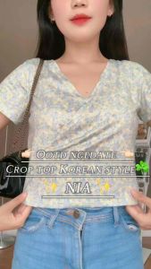 IOS SHOP NIA BLOUSE CROP TOP RAYON WANITA KOREAN STYLE