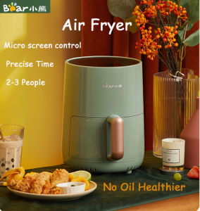 Bear Air Fryer 220V QZG-A09E1 Easy To Use Precise Time Set LCD Touch Control 1.5L Large Capacity 2-3 People No Oil 3 Pin Plug