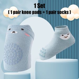Hntob 0-12m Baby Anti-Slip Knee Pads Socks Set Crawling Walking Kit Baby Floor Sock Leg Warmer
