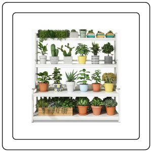 【JJ HOME】Trapezoid Metal Plant Rack Shoe Shelves 3/4 Tier Balcony Multi Layer Solid Wood Storage Rack Outdoor Pot