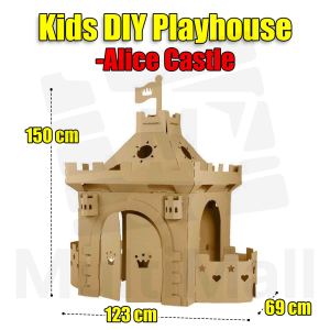 Kid Castle Cardboard Playhouse Alice Castle| Kid Painting House | Kid Gifts| Paper Playhouse | Colour Painting Drawing Kid Playhouse |DIY Doodle House Painting | Puzzle Drawing Cardboard Wearable Animals Colouring