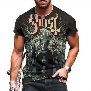 [Local Stock] VCC Mens T Shirt Hip Hop Rock Harajuku Music Clothing Casual O-neck Short Sleeve Tops Funny 3D Ghost Print Tee Summer Loose T-shirt