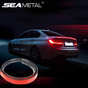 130cm Universal Carbon Fiber Spoilers LED Lights Strip Multifunction Car Exterior Rear Spoiler Turn Signal Brake Lamp