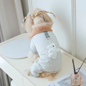 WAPKTY Lamb Wool Dog Warm Clothes One-Piece Thick-Warmed Dog Bodysuit Fashion Button Pet Plush Coat For Small Medium Dog