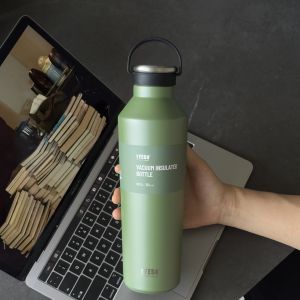 I know TYESO Large Capacity Sports Handheld Insulated Bottle 304 Stainless Steel Simple Small Mouth Cup for Car Use