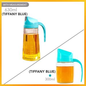 Auto Open Close Lid Glass Dispenser Oil Bottle Cooking Seasoning Bottle Oil Dispenser Sauce Vinegar Storage Glass Automatic Dapur Minyak Sos Cuka Botol Kaca Salt Jar 300ML & 630ML 日式自动开合玻璃油瓶