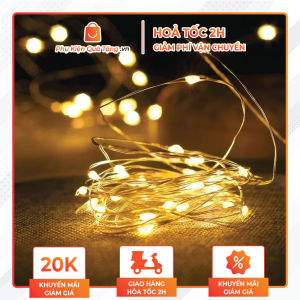 [Giá Rẻ] Dây đèn led đom đóm trang trí fairylight 3 chế độ sáng có sẵn pin dài 1m-2m màu vàng ấm