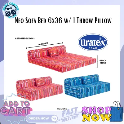 URATEX NEO SOFA BED / 6INCH THICK SOFA BED WITH FREE 1 PILLOW / SOFA BED / ASSORTED COLORS