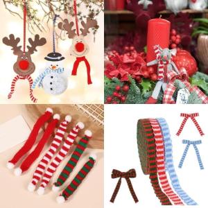 3 Colors Christmas Ribbons Decorative Ribbons Braid Wool Knit Ribbon Gift Wrapping Ribbon for Craft Party Decoration