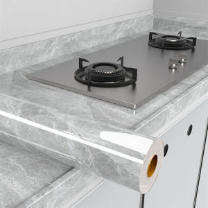 สติ๊กเกอร์หินอ่อนทนความชื้น ครัวสติ๊กเกอร์ติด วอลเปเปอร์กันน้ำมันกระเด็น ใช้สำหรับติดผนังห้ครัว60*500cm/60*1000cmเฟอร์นิเจอร์สีขาวสติ๊กเกอร์ตู้เย็นสติ๊กเกอร์ สติกเกอร์ป้องกันเชื้อรา ติดง่ายไม่ทิ้งกาวไว้เมื่อลอกออก