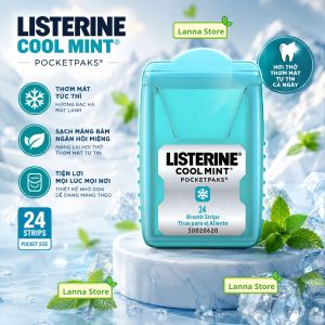 【HÀNG CHUẨN MỸ - ĐỦ LOẠI】Miếng ngậm Listerine 1 vỉ 3 hộp (1 hộp 24 miếng) Thơm Miệng Bạc Hà Khử Mùi Tan Nhanh