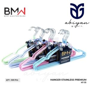 [BMW] Hanger Baju Stainless Steel Tebal Anti Karat Anti Slip / Gantungan Baju Celana / Hanger Silicone