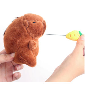 Móc Khóa Capybara Gấu Bông Mini Ôm Đồ Ăn Kéo Dài – Thú Nhồi Bông Dễ Thương Treo Chìa Khóa Túi Balo