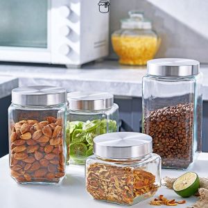 GAOSU หนาขึ้น โหลแก้วปิดผนึก จุได้มาก พร้อมฝาปิด โหลกิมจิ อเนกประสงค์อเนกประสงค์ โปร่งใสโปร่งใส ขวดอาหาร ของใช้ในครัวเรือน