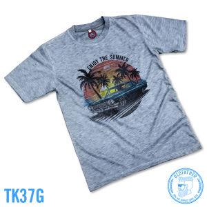 เสื้อยืดคอกลมแขนสั้น ผ้าTK พิมพ์ระบบ Sublimation นุ่ม สวมใส่ สบาย ระบายอากาศไม่ร้อน ( รหัสสินค้า TK 37 )