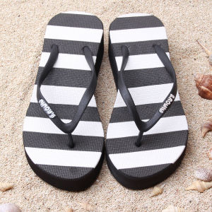 SANDAL WEDGES BLASTER HITAM PUTIH BY MIMOY INDONESIA SENDAL JEPIT TINGGI 4CM FLIP FLOP WANITA CANTIK