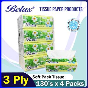 Belux Ultra Soft Pack Tissue 3 PLY 130 pulls x 4 packs / bag