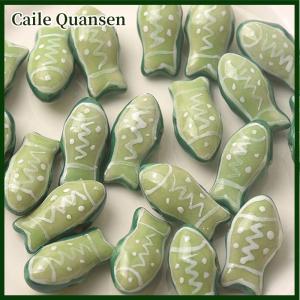 Caile 1Pc Painted Cute Small Fish Beads Charms Ceramic Spacer Loose Beads For Jewelry Making DIY Bracelet Accessories