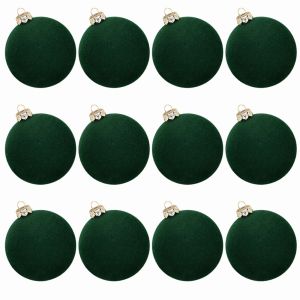 GONOVO 12pcs 6cm Velvet Christmas Ball Pendant Flocked Shatterproof Xmas Tree Hanging Ornaments Creative Reusable Christmas Balls Ornaments Home New Year Gifts