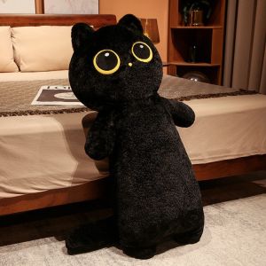 Huge Lovely Soft Black Cat Pillow Stuffed Toy Animal Plush Toy Soft Sleeping Long Cat Pillow Anime Plushie Home Comfort Cushion Kids Birthday Gift