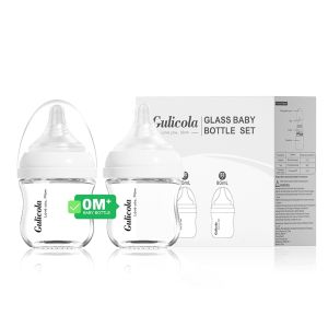 Gulicola Glass Newborn Baby Bottle with Extra Slow Flow Anti Colic  (3oz/80ml)