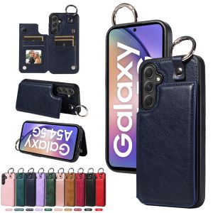 For Samsung Galaxy A55 A54 A35 A34 A24 A25 A05 A05S A04 A04S A15 A14 5G Cover Samsung A14 A15 4G Phone Case Luxury Magnetic Ring Buckle Leather Wallet Card Slot Back Cover Casing